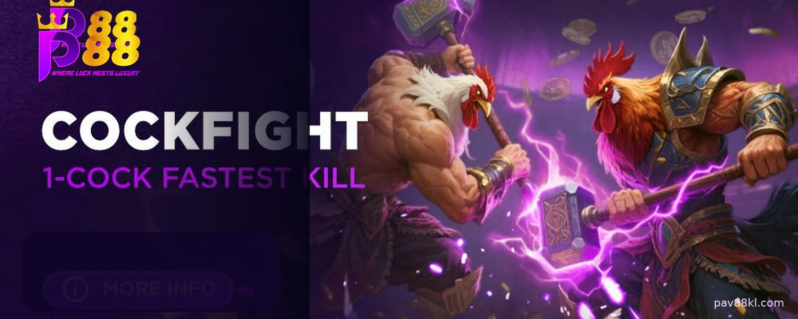 Pavilion88 Cockfight category artwork with two fantasy roosters